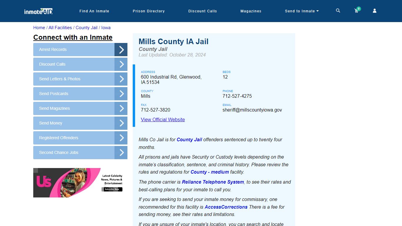 Mills County IA Jail - Inmate Locator